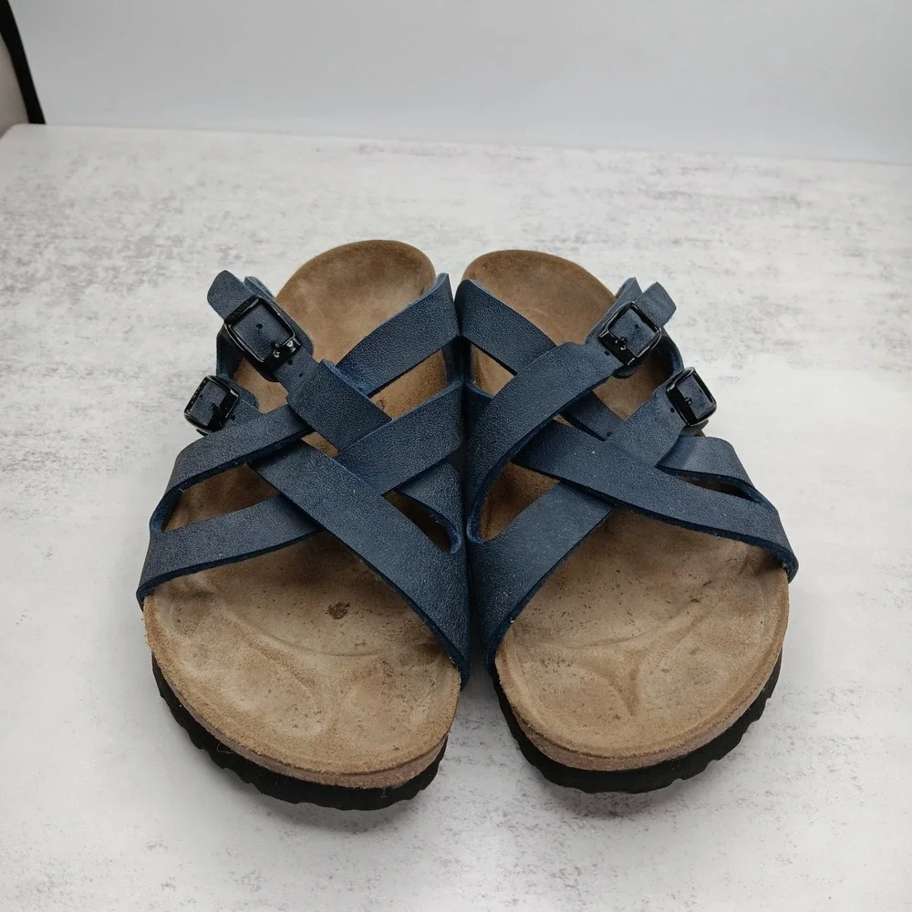 Birkenstock Blue Cross-Strap Sandals - Picture 2 of 10